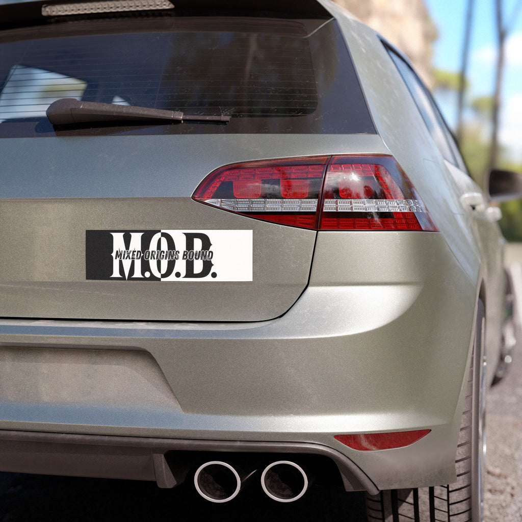 M.O.B. Black & White Car Magnet — Bold Motorcycle/Street Crew Sticker
