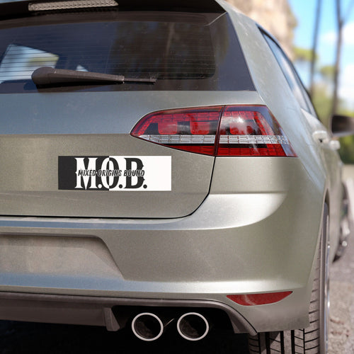 M.O.B. Black & White Car Magnet — Bold Motorcycle/Street Crew Sticker
